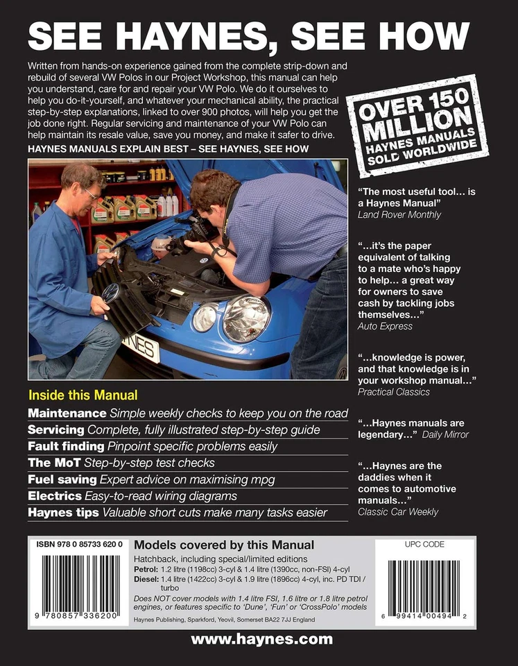 Volkswagen Polo Petrol & Diesel (2002-Sept 2009) Haynes Repair Manual - Image 2 of 4