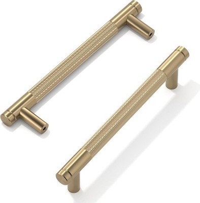 Furniware 10 Stück 5 Zoll 128 mm Gebürstete Champagner Bronze Schrankgriffe Gerändelte Griffe