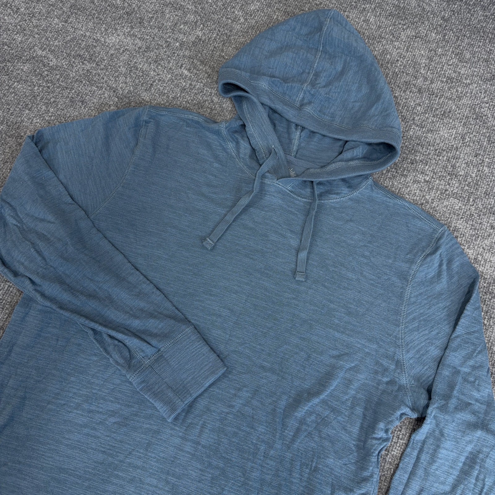 Faherty Hoodie Men Large Ocean Blue Pullover Sunwashed Slub Organic Cotton NEW
