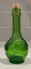 Vintage Wheaton Green Glass Bottle w Cork  -  Ball & Claw Bitters - 3 1/2 in.