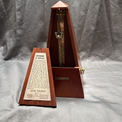 Vintage Seth Thomas Metronome De Maelzel Wood Wind Up Music E873-111 ISS-3