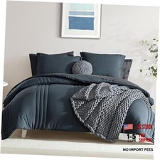 Queen Comforter Set - 7 Pieces Bed in a Bag Queen Queen 90"X90" Blue Gray