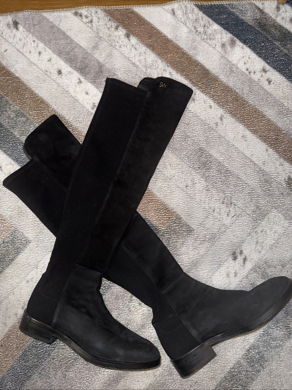 Stuart Weitzman 5050 Black Suede Over The Knee Tall Boots Women 7 Back Stretch