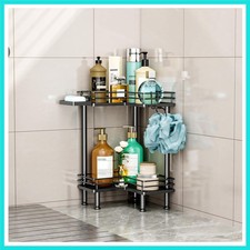 Corner Shower Caddy Standing - 2 Tier Shower Organizer Corner with Soap Holde...