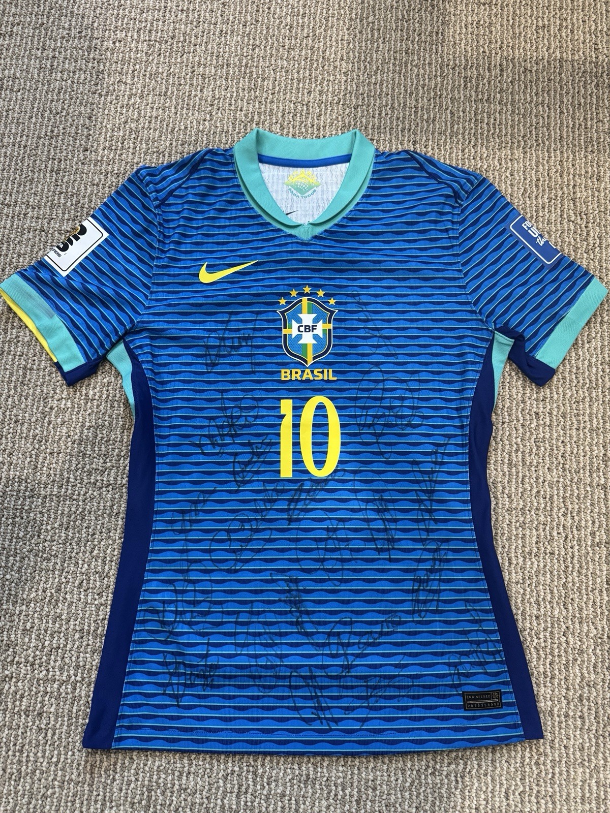 Rodrygo Goes Brazil 2026 WC Qualifiers Match Issue Away Jersey Squad Signed