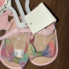 Rising Star Infant Girls Purple  Pink Flower Sandals Soft Baby Crib Shoes