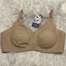 Honeylove XL Bra Tan Crossover Wireless Back Closure Removable Pads New FLAW