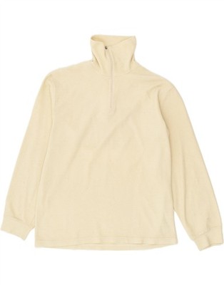 CONTE OF FLORENCE Womens Zip Neck Fleece Jumper UK 16 Large Off White AI24