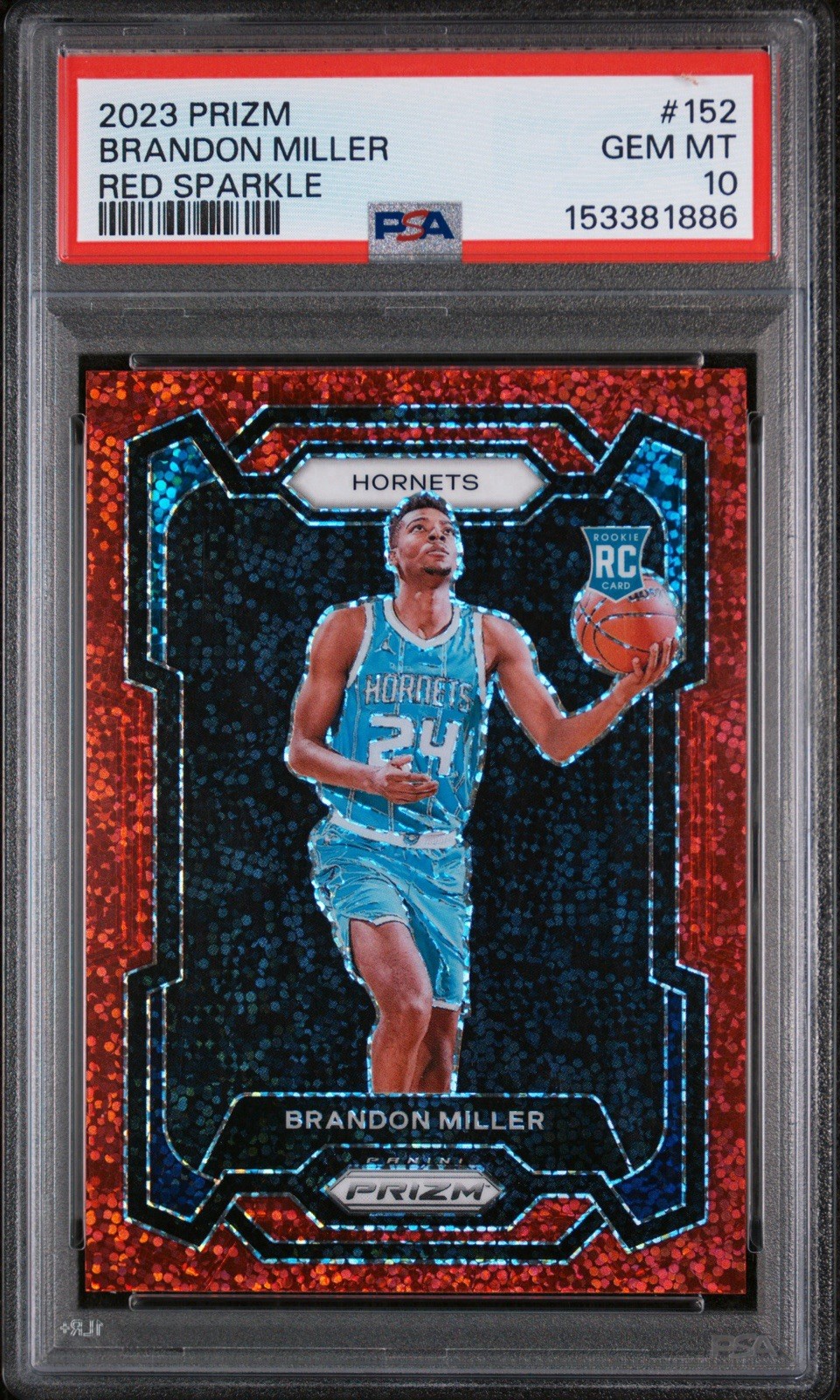 2023-24 Panini Prizm - Brandon Miller #152 Red Sparkle Prizm (RC) PSA 10