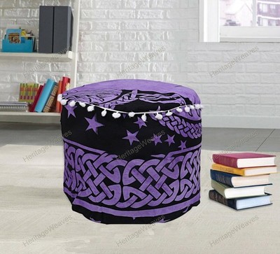 Handmade 22'' Inch Pouf Cover Home Decor with Round Mandala Pouf
