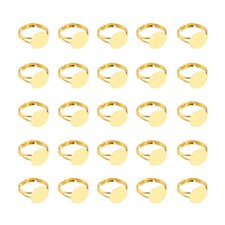40 Pack 12mm Adjustable Blank Rings for Jewelry Making, Gold Tone