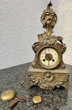 Antike Kaminuhr Bronze reich verziert Pendule Frankreich um 1880 läuft nicht??