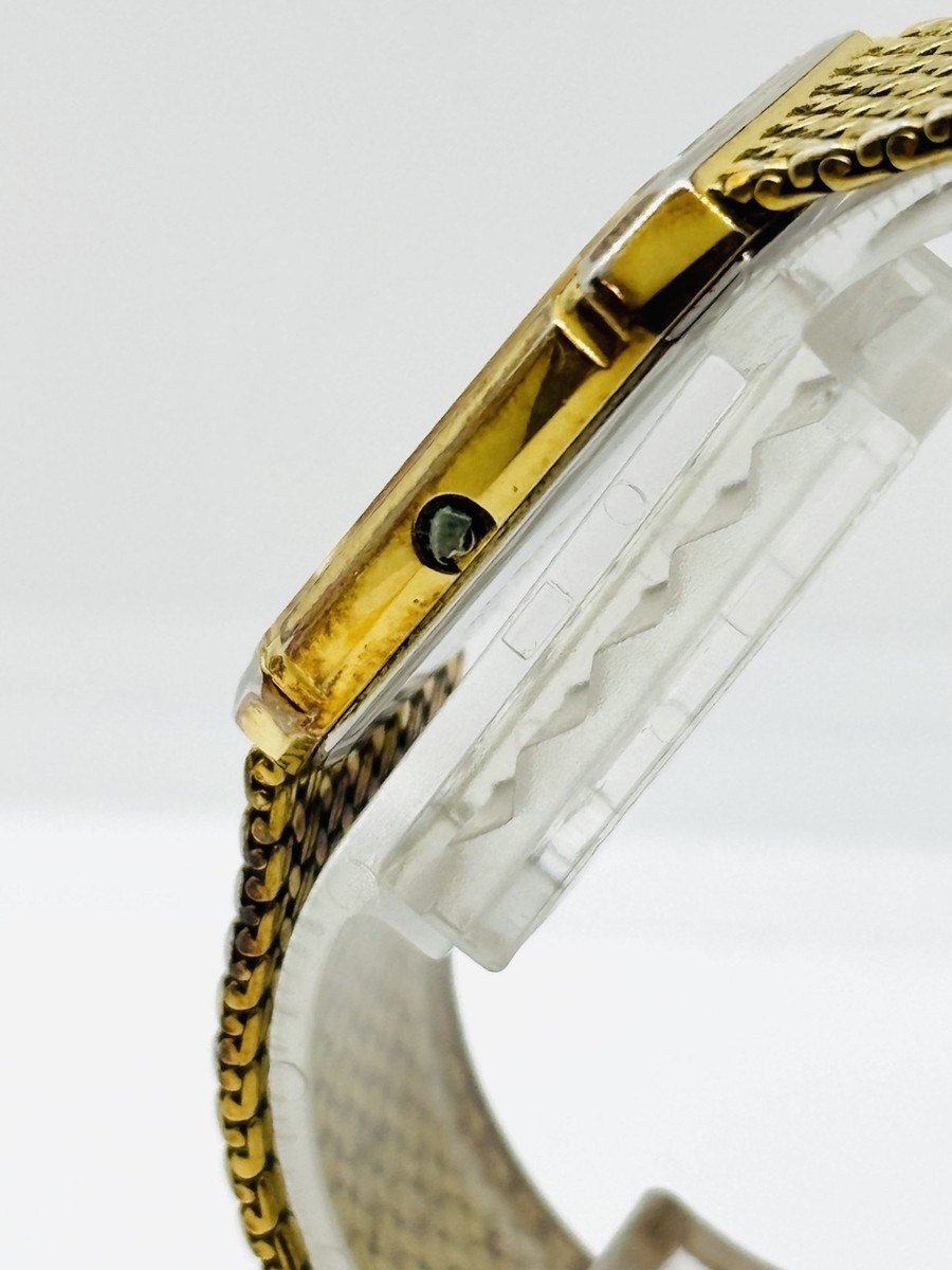 Exc+5] Seiko Dolce 9521-5210 Gold Dial 2P Diamond Quartz Men's
