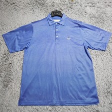 Donald Ross Golf Polo Mens Medium Shirt Blue Dots Embroidered Logo Short Sleeve