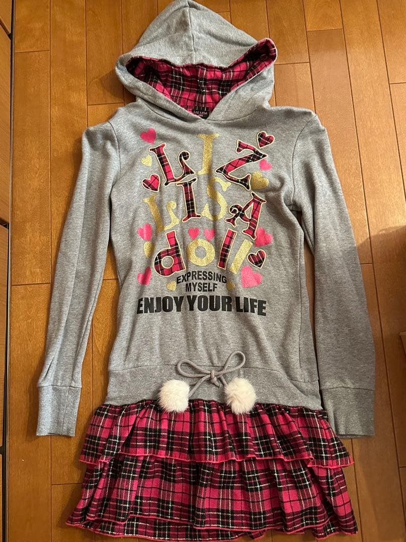 Liz Lisa Doll Hooded Sweat One Piece Check Heisei Retro Women's | eBay