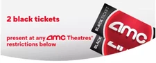 2 AMC Theatres Black Movie Ticket, No Expiration *Fast Digital Delivery!*