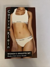 NWT Calvin Klein Women's Modern Stretch Bralette Set White/White Cotton Blend S