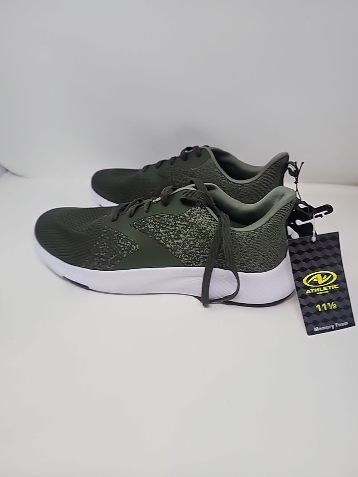 Athletic Works Mens Mesh Running Sneakers Olive Green Black Training Shoes 10.5 Athletic Works Men main image 2