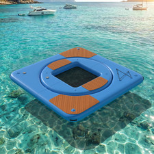 Inflatable Floating Dock 8FT Round 10FT Square Mesh Swim Net Blue