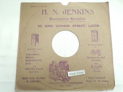 H N JENKINS of LEEDS YORKSHIRE 78rpm Advert Sleeve Local Social History WALL ART