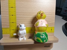 VINTAGE EASTER ROLLING CHICK TOY MADE IN HONG KONG - And WIND UP BUNNY