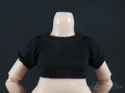Rainbow High Doll Berrie Skies Plain Black Cotton Crop Shirt Top