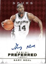 11-12 PANINI PREFERRED BASKETBALL GARY NEAL AUTO AUTOGRAPH  /99 SPURS #314