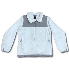 The North Face Jacket Girls Large White Gray Soft Danskin Fleece Full-Zip Pocket
