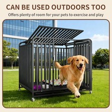 Heavy-Duty Dog Crate for Large/Medium Dogs - Escape-Proof Chew-Proof Metal Kenne