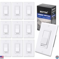10 Pack Dimmer Light Switches, Single-Pole/3-Way, 120V, for LED/CFL/Incandescent