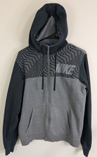 Nike Hoodie Men's Small Gray Long Sleeve Swoosh Casual Stretch Full Zip