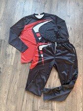Men's XL Colorblock Black Red White Polyester Sweatsuit Set Sweatshirt Pants