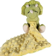 Triceratops Plush Dinosaur Baby Lovey Blanket Green Yellow 8"x8" Walgreens