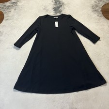 Loft Dress Womens Size Small Black Round Neck Swing Knee Length Minimalist