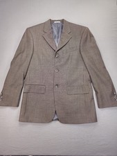 Vintage Oscar de la Renta Brown Houndstooth Blazer Men  s Classic 3-Button Jacket