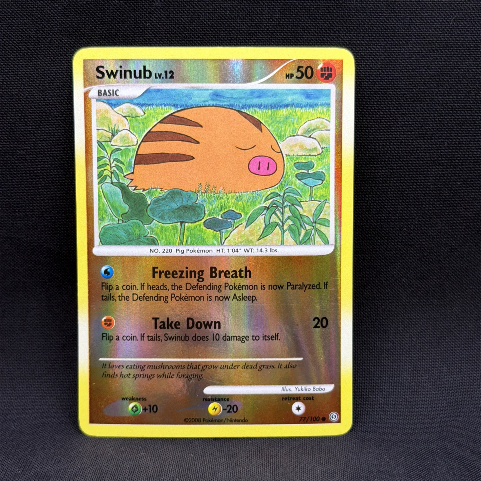 2008 Swinub 77/100 Pokemon Stormfront Reverse Holo Light Play