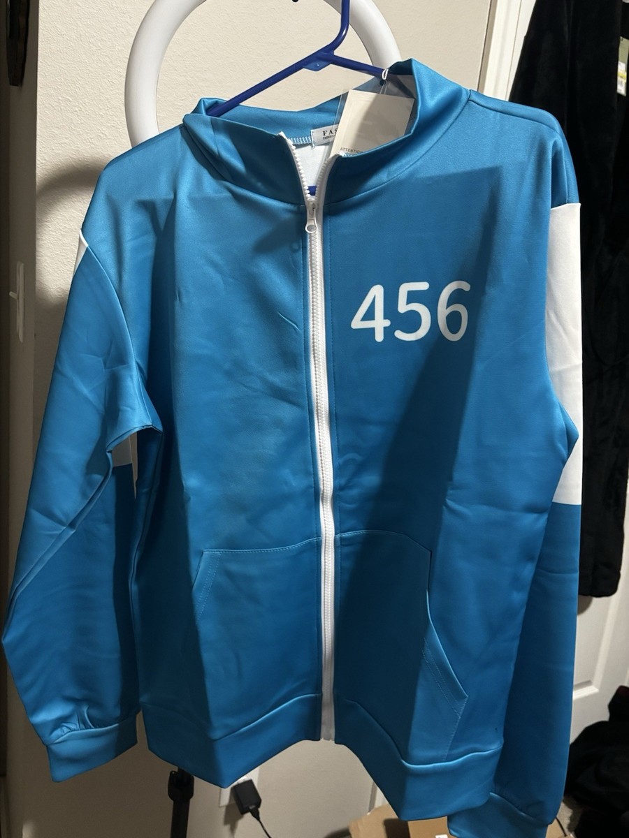 Squid Game Cosplay Jacket Blue White 456 Print Polyester Zip-Up | eBay