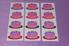 Mrs. Grossman's LOT of 3 Strips RARE Birthday Opalescent Cake Stickers