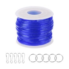 Lanyard String Kit, Glitters Lacing Cord with Accessories, Bright Blue