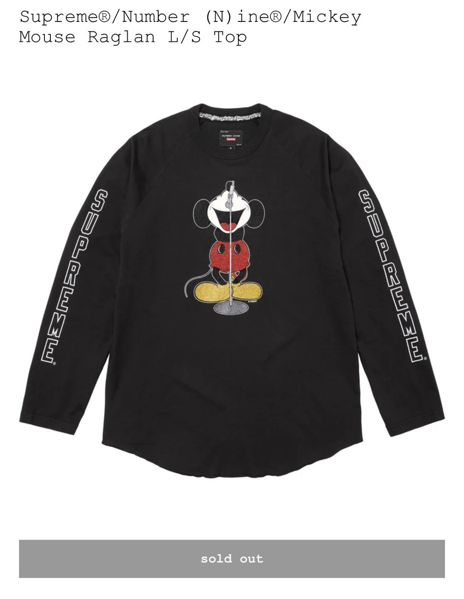 IN HAND Size Small Black Supreme®/Number Nine Raglan L/S Top
