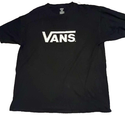 Vans Graphic T-Shirt Tee Mens XL Black Solid Short Sleeve 100% Cotton Pullover