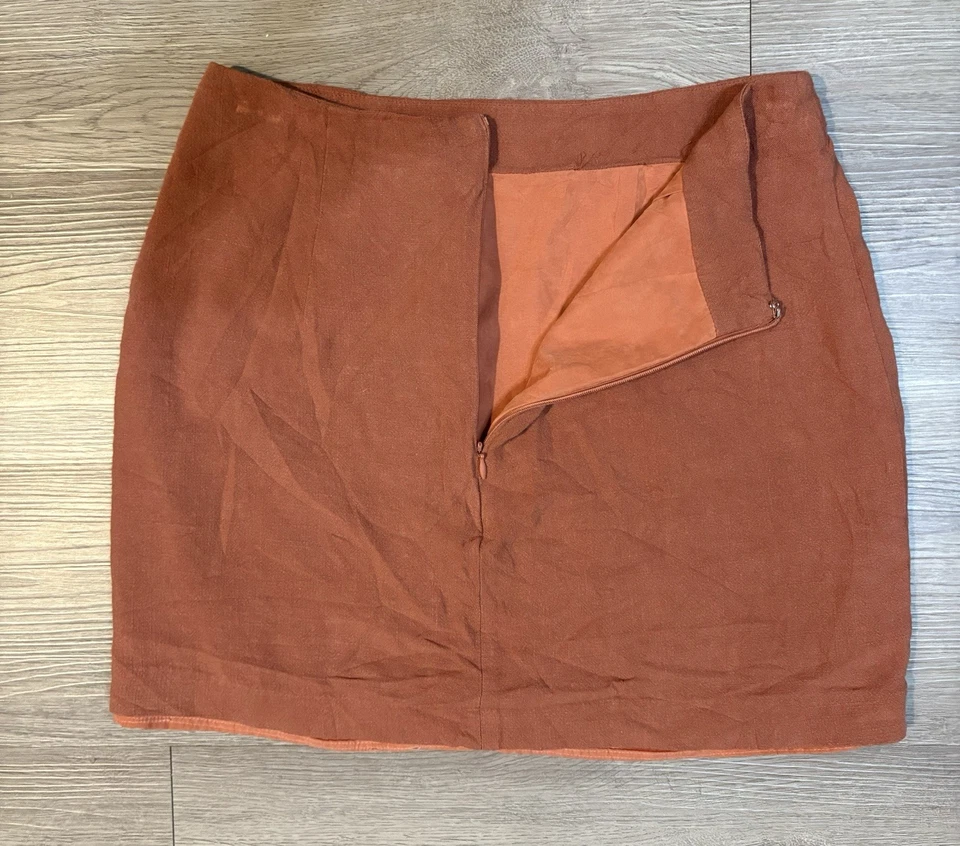 Falda Entro Floral Bordada Naranja Talla Pequeña Otoño Bohemia Primavera Lino Foto 4 de 4