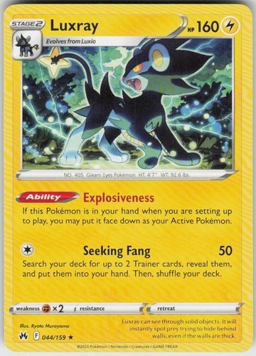 Luxray 044/159 Rare Crown Zenith Near Mint