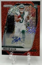 Braelon Allen 2024 Panini Prizm #311 FOTL Red Shimmer Prizm RC Auto /35! Jets