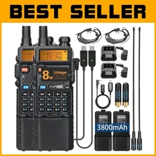 Portable 8W Dual Band Two-Way Radio Set: 3800mAh Battery & High Quality Earpiece