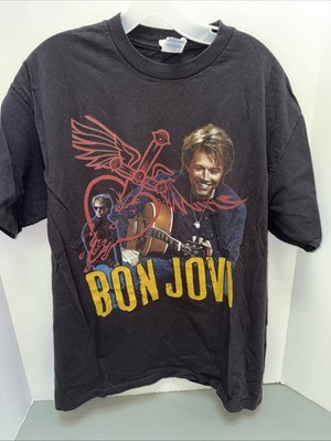 Bon Jovi Live 2011 2-Sided Graphic Concert Shirt With Concert Locations Size L