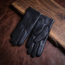 Women's Peccary Leather Winter Gloves   Cashmere Lined with Palm Elastic