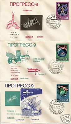 Space Soviet Russian PROGRESS 9 Baikonur Set 3 Covers - Picture 1 of 1