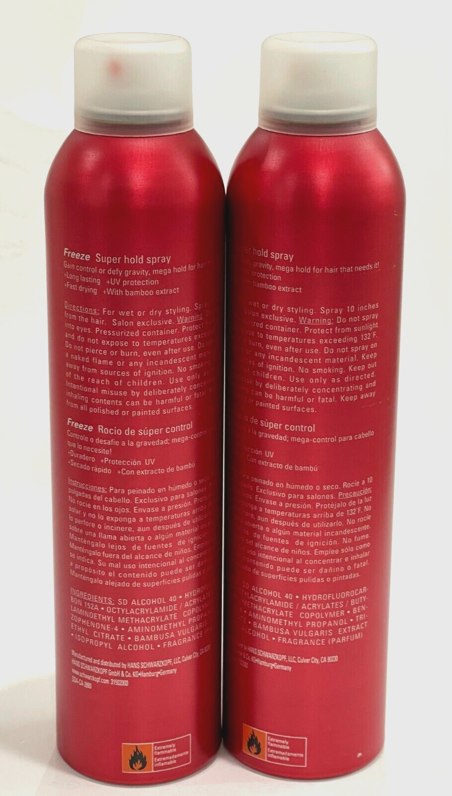 2x Schwarzkopf OSIS Freeze Super Hold Hair Spray 9.1 fl oz / 300 ml