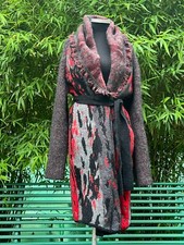 Roberto Cavalli Wool Mohair Belted Cardigan Coat Shawl Hood Medium